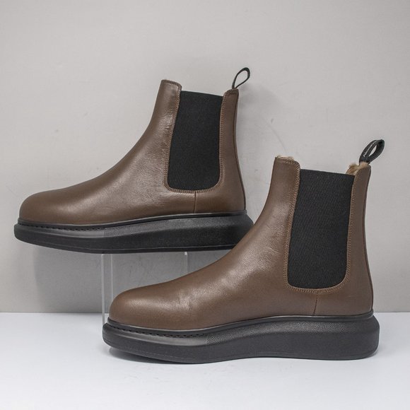 Alexander McQueen Brown Leather Hybrid Chelsea Boots, Size 43 EU (10 US) - Picture 3 of 8